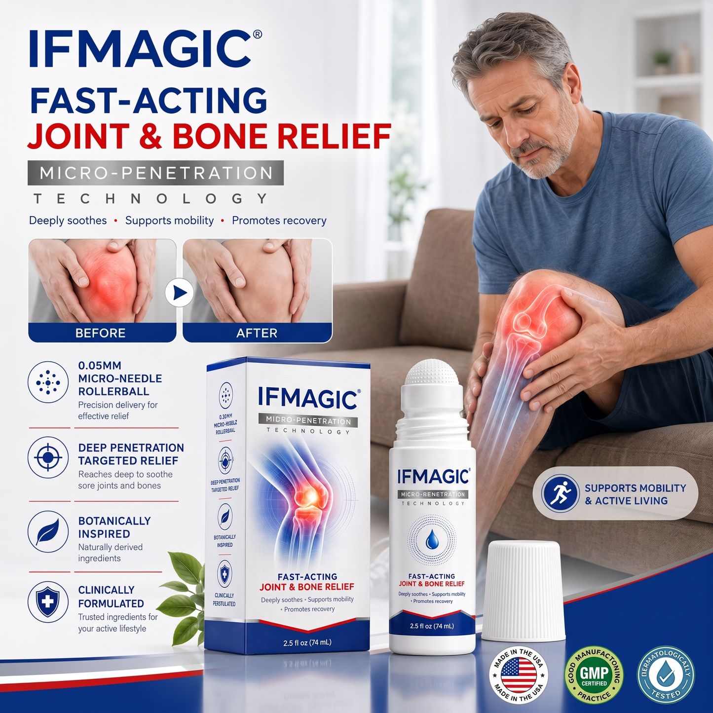 IFMAGIC® Microneedle Joint Relief Roll-On | Micro-Tip Delivery for Knees, Hands, Back & Shoulders